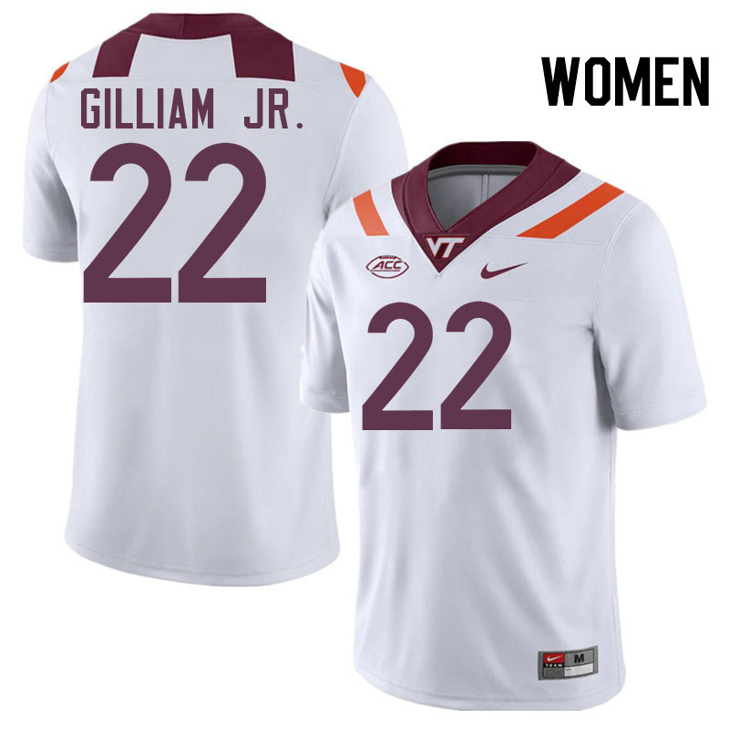 Women #22 Kelvin Gilliam Jr. Virginia Tech Hokies College Football Jerseys Stitched-White